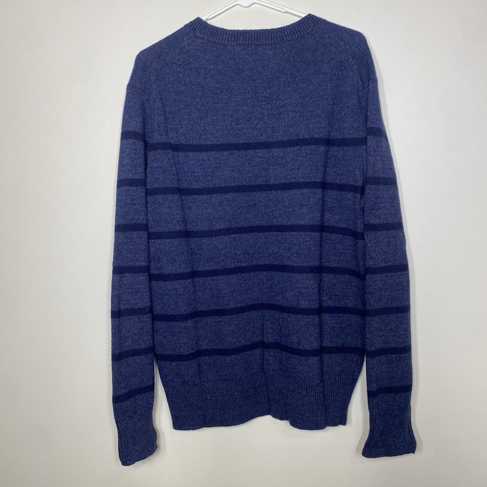 Banana Republic Sweater Mens Large Wool Blend Flipucci Striped Blue Pullover - Picture 3 of 7